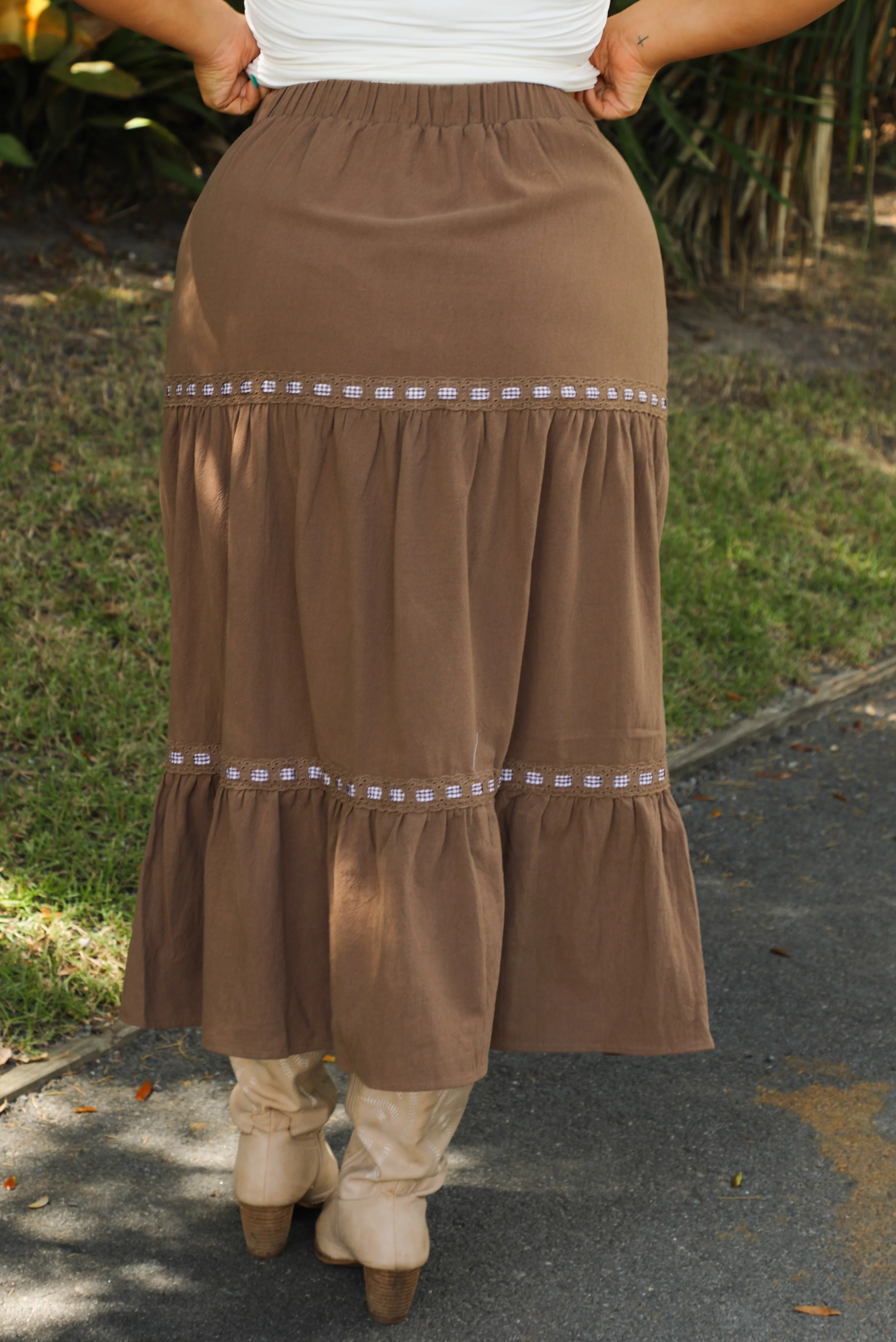 All I Can Think About Skirt: Brown/White - Image 2