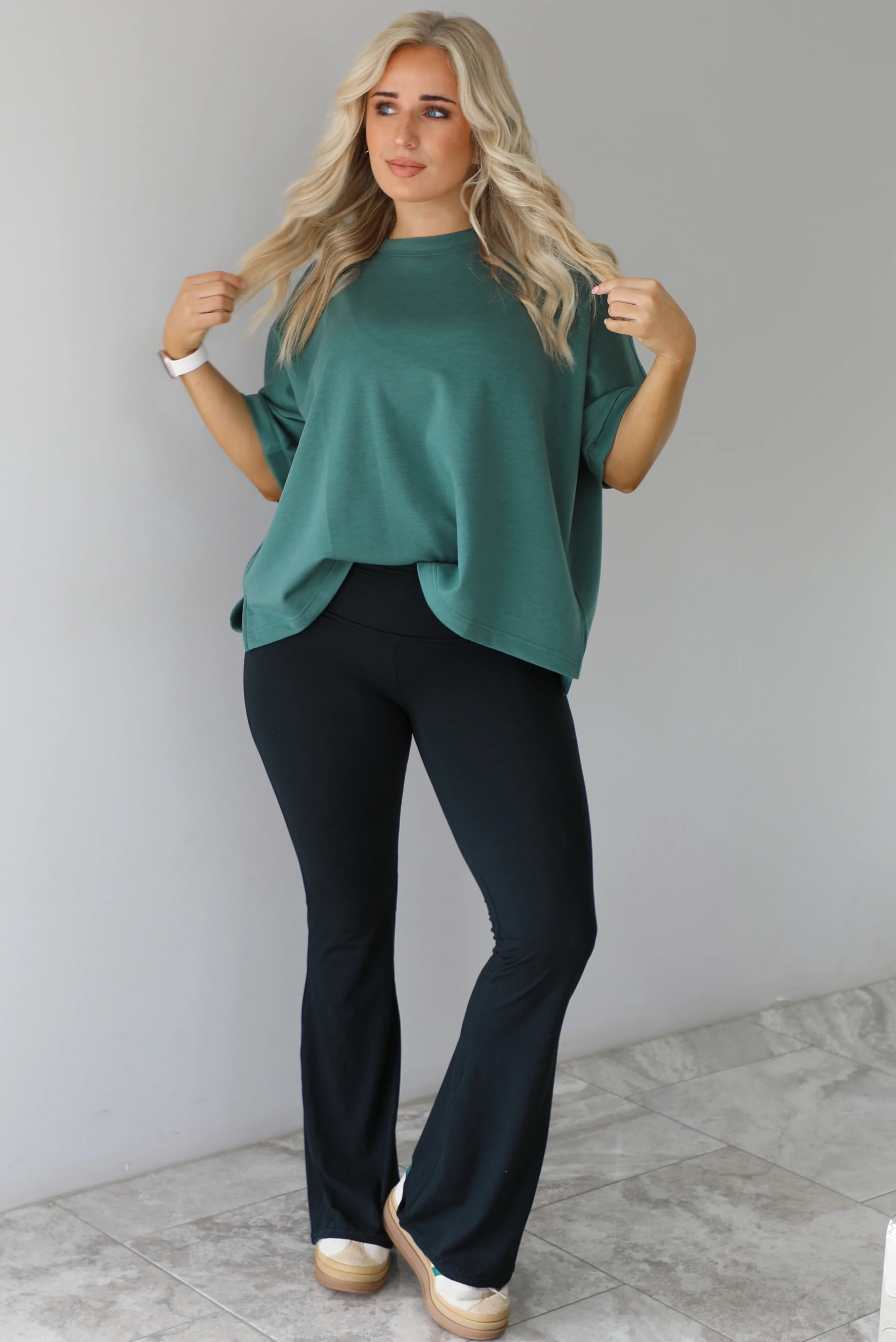 Dressed Down Oversized Tee: Teal - Image 2
