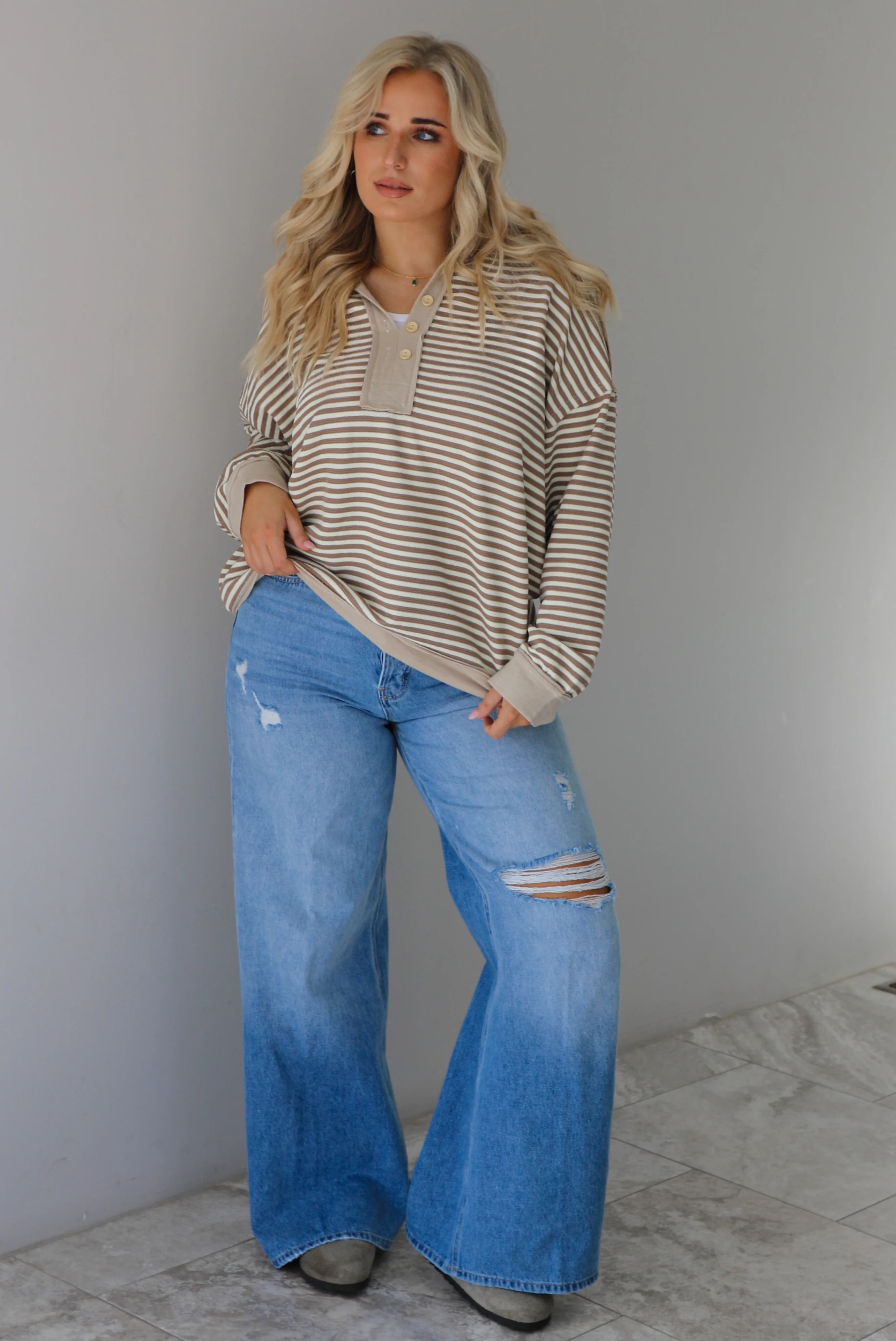 Figure It Out Pullover: Mocha/Cream Striped - Image 2