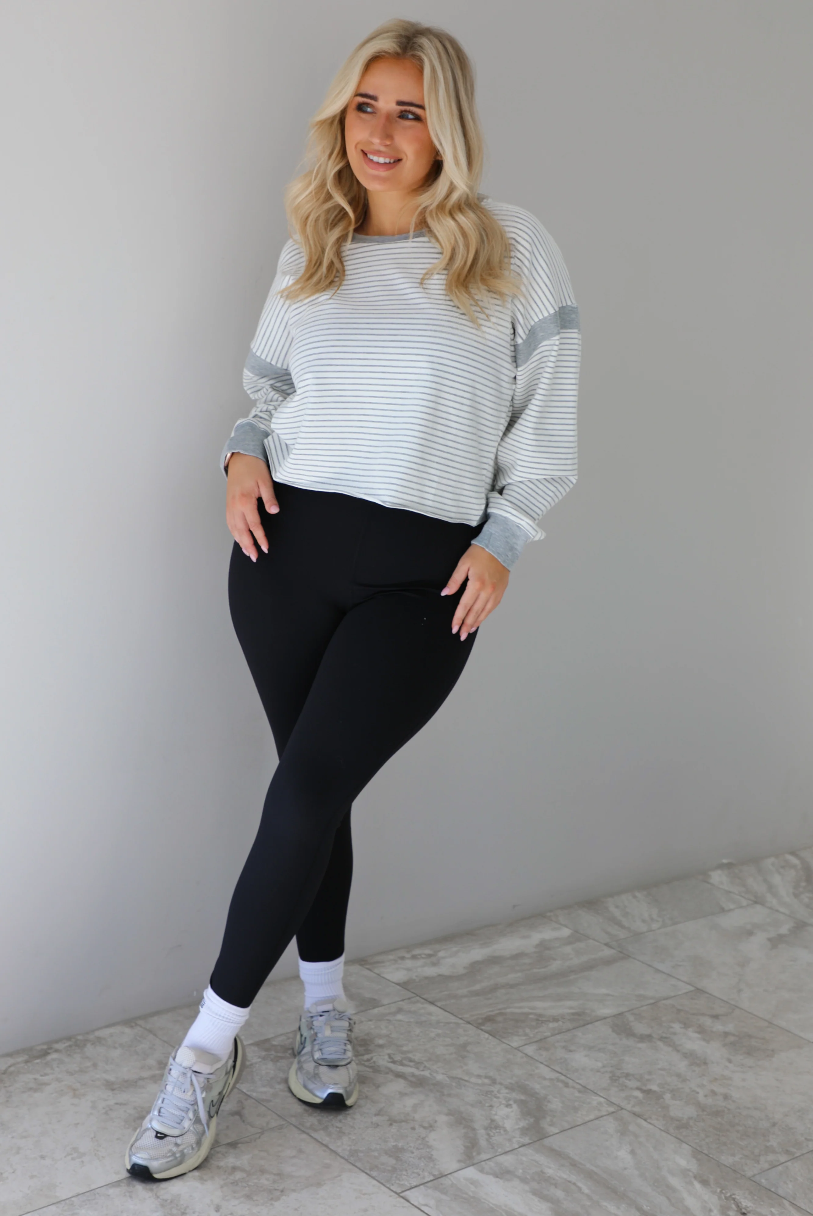 In The Details Sweater: Grey/White - Image 3