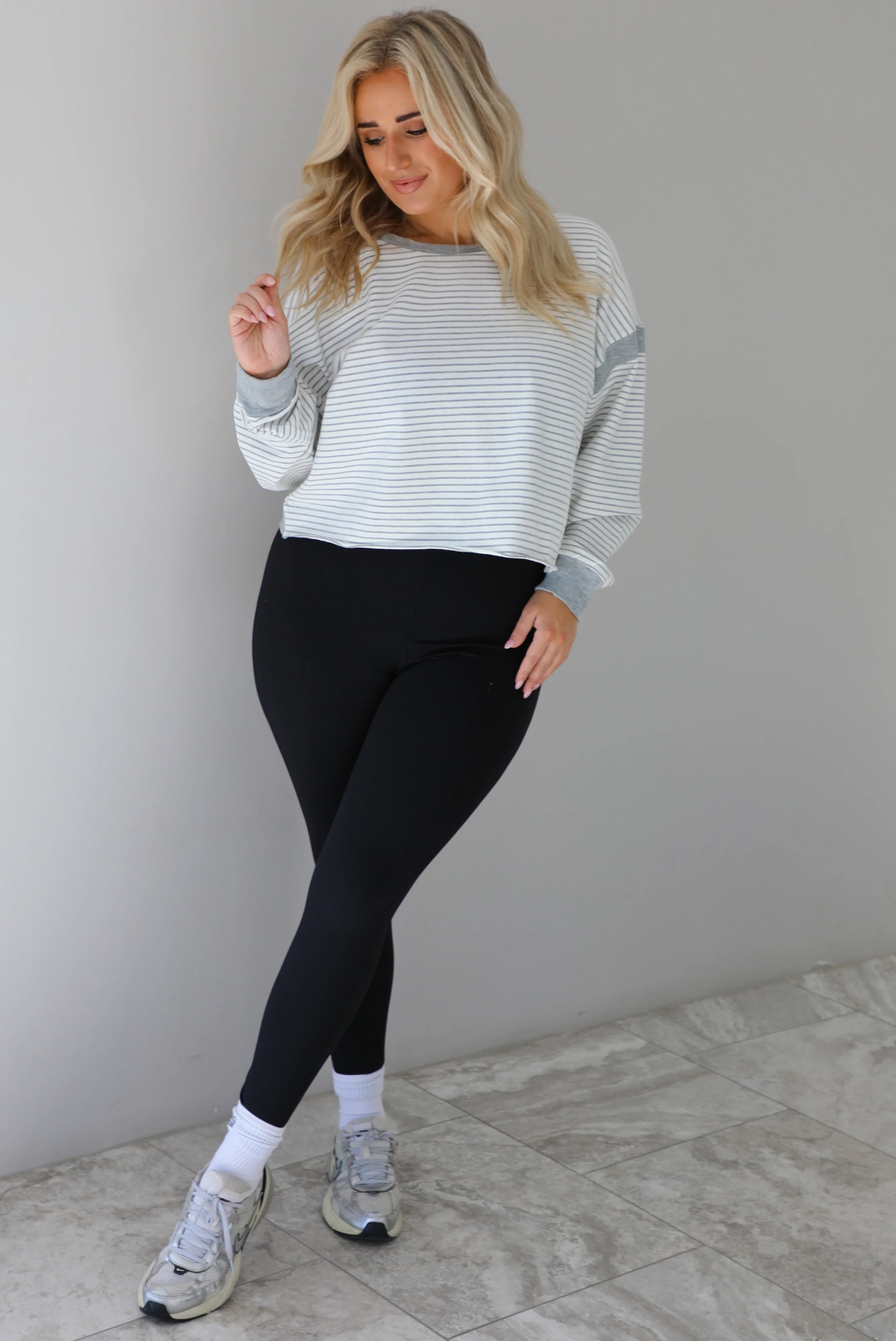 In The Details Sweater: Grey/White - Image 4