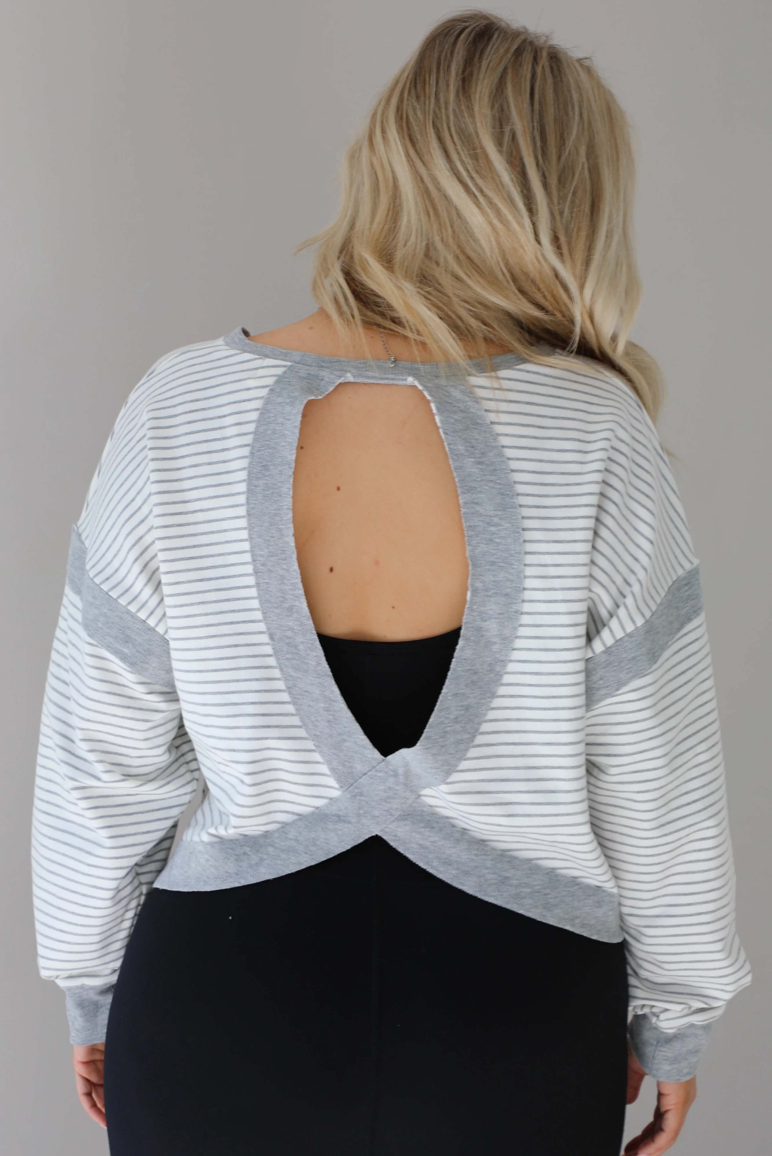 In The Details Sweater: Grey/White - Image 7