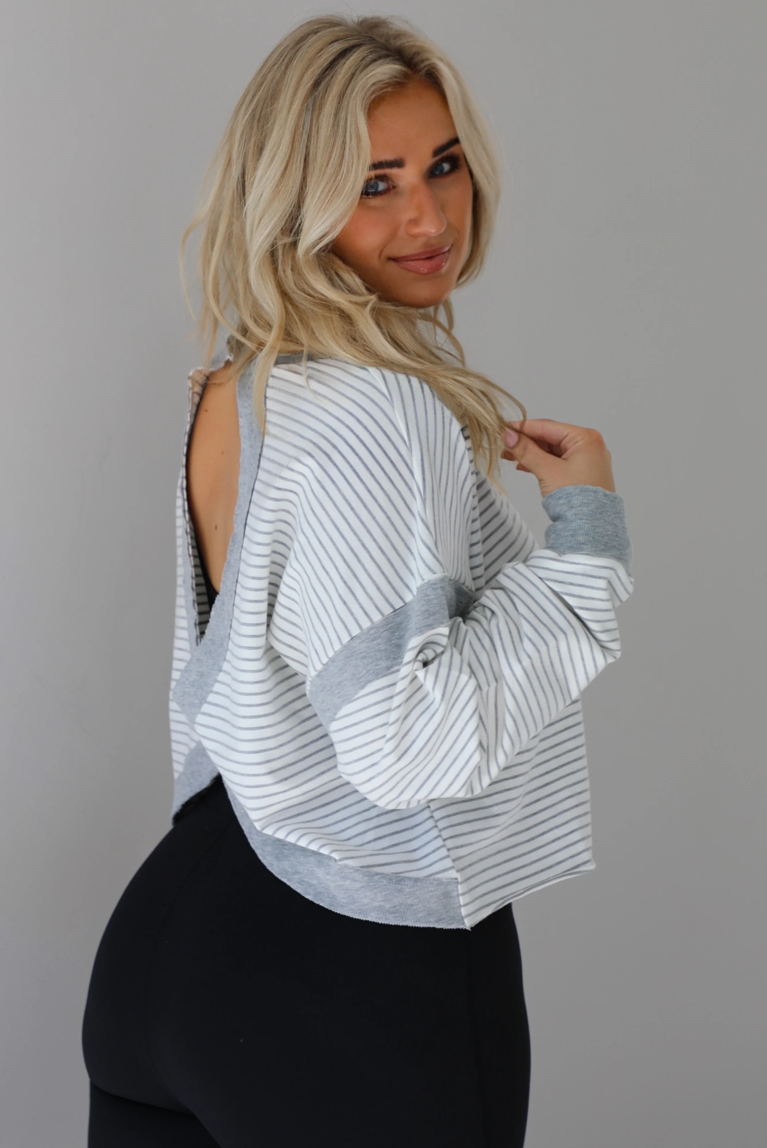 In The Details Sweater: Grey/White - Image 8