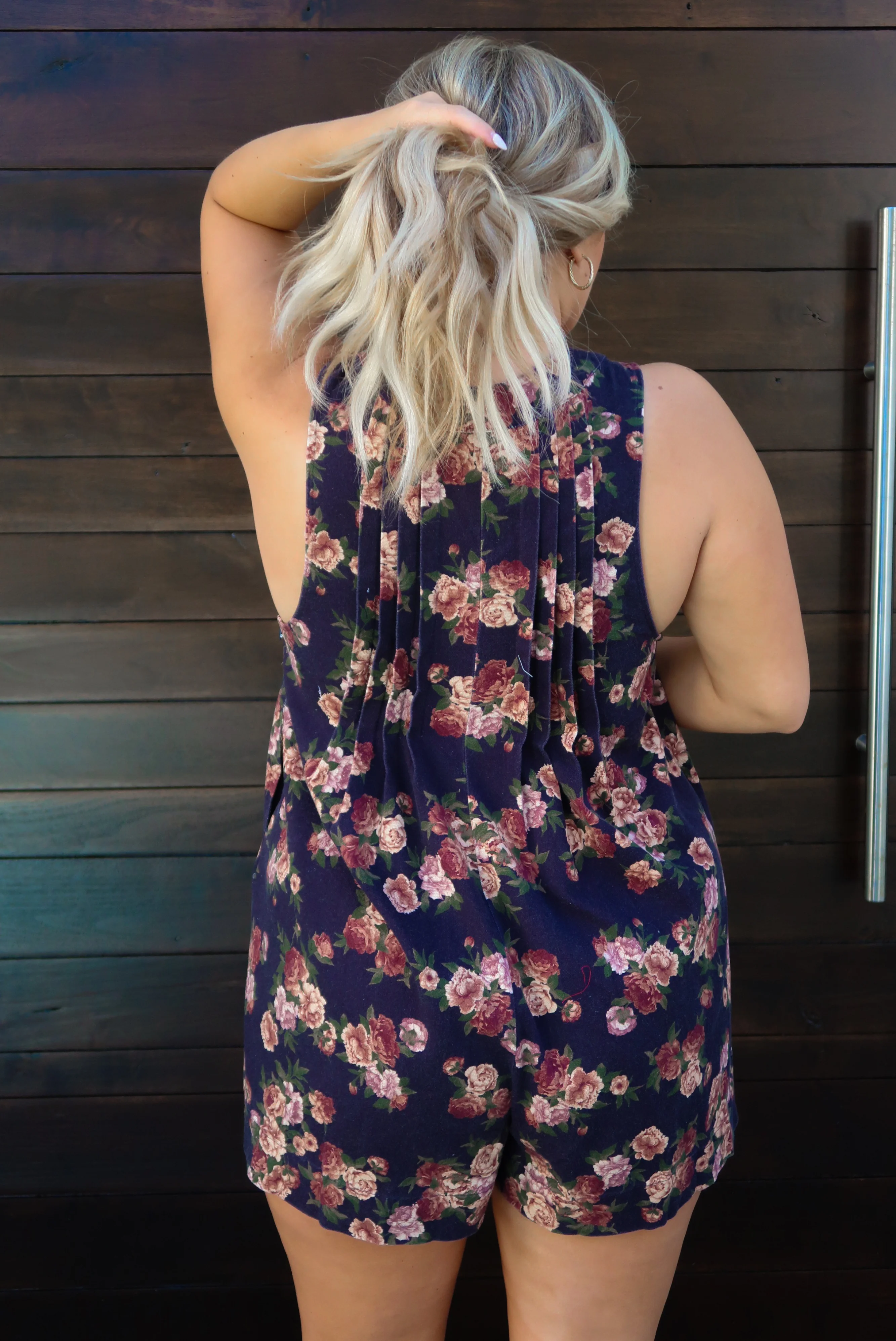Sweet Florals Romper: Denim/Multi - Image 3