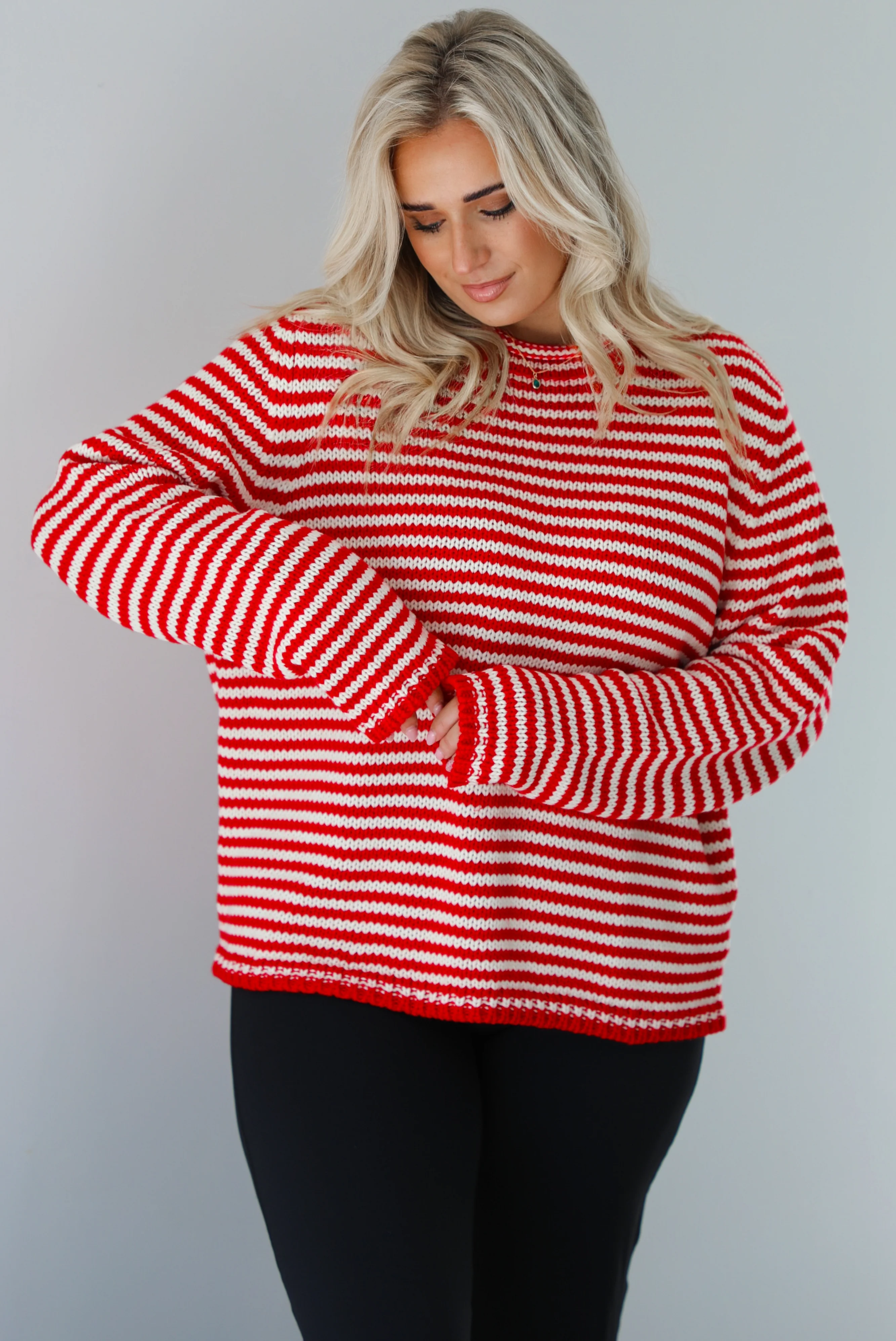 That's Sweet Sweater: Red/White Striped - Image 4