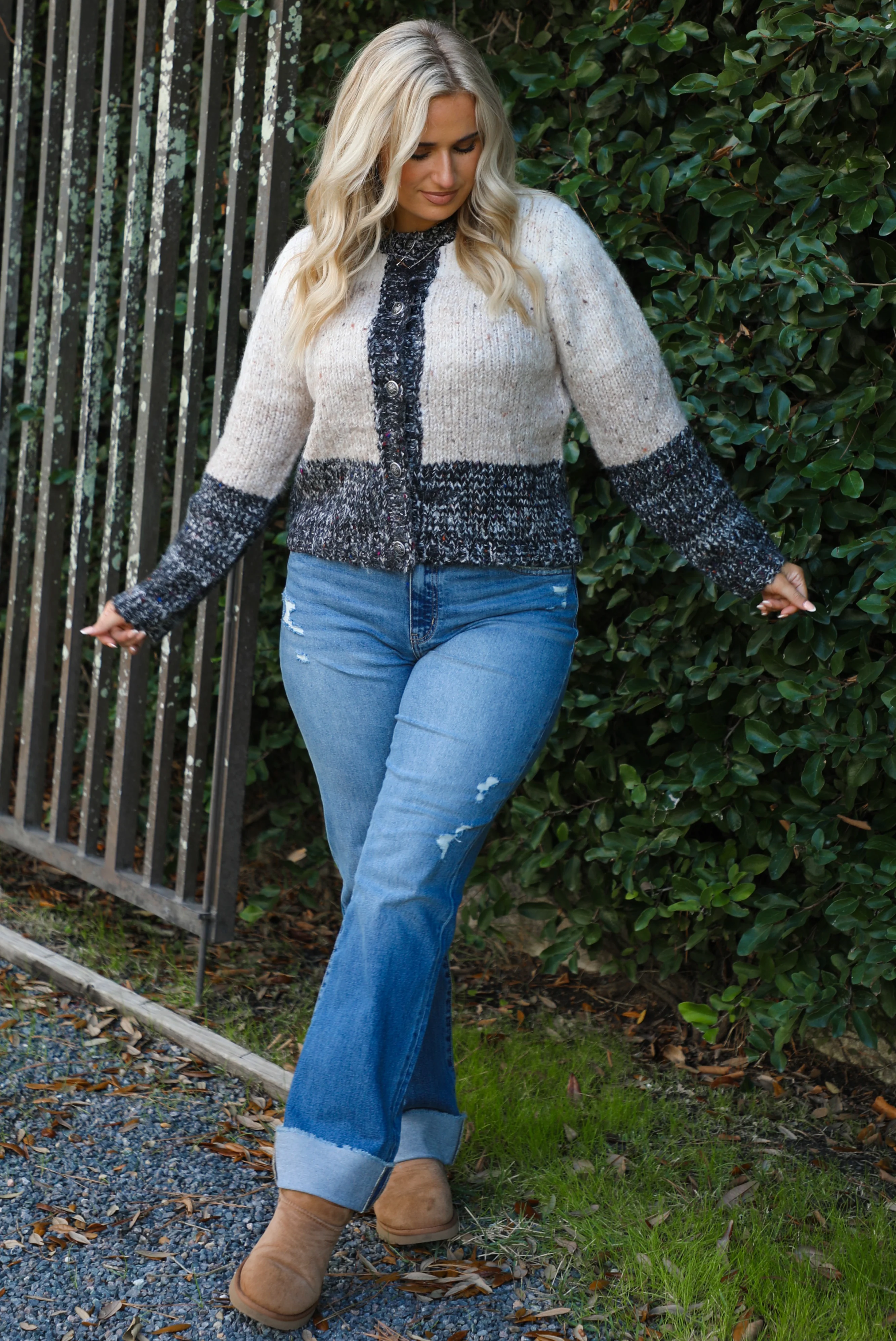 Winter Day Cardigan: Taupe/Multi - Image 2